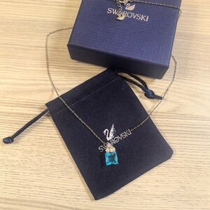Swarovski Teal Crystal Pendant Necklace